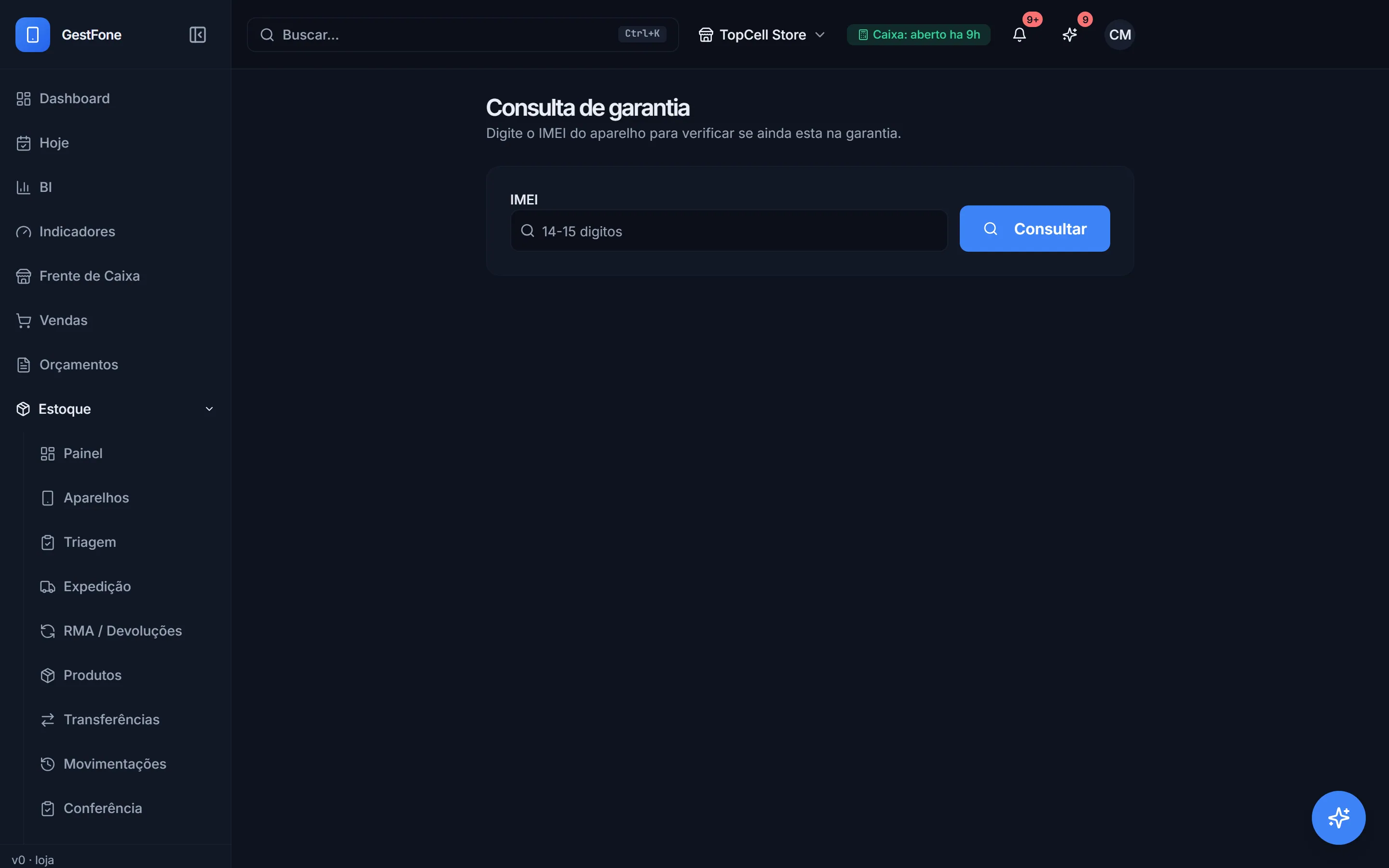 Garantias em vigor, com prazo por aparelho